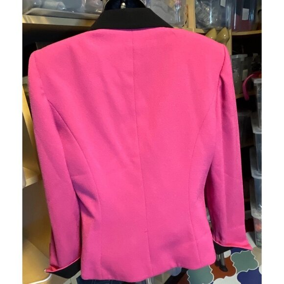 Jessica Howard Barbie Pink Single Button Black Cuff Blazer Sz 8 - Picture 2 of 8